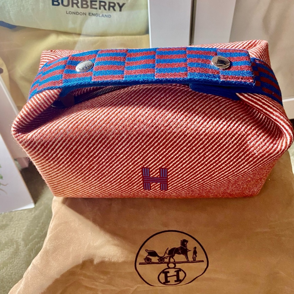 ❤️ HERMES LIMITED EDITION RANK SA CANVAS BRIDE-A-BRAC POUCH stripe by: Hermes